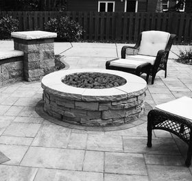 Mr. Fireglass lava rock accent in garden paths and beds.
