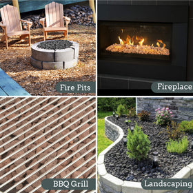 Mr. Fireglass lava rock adds landscaping texture and depth in a garden.