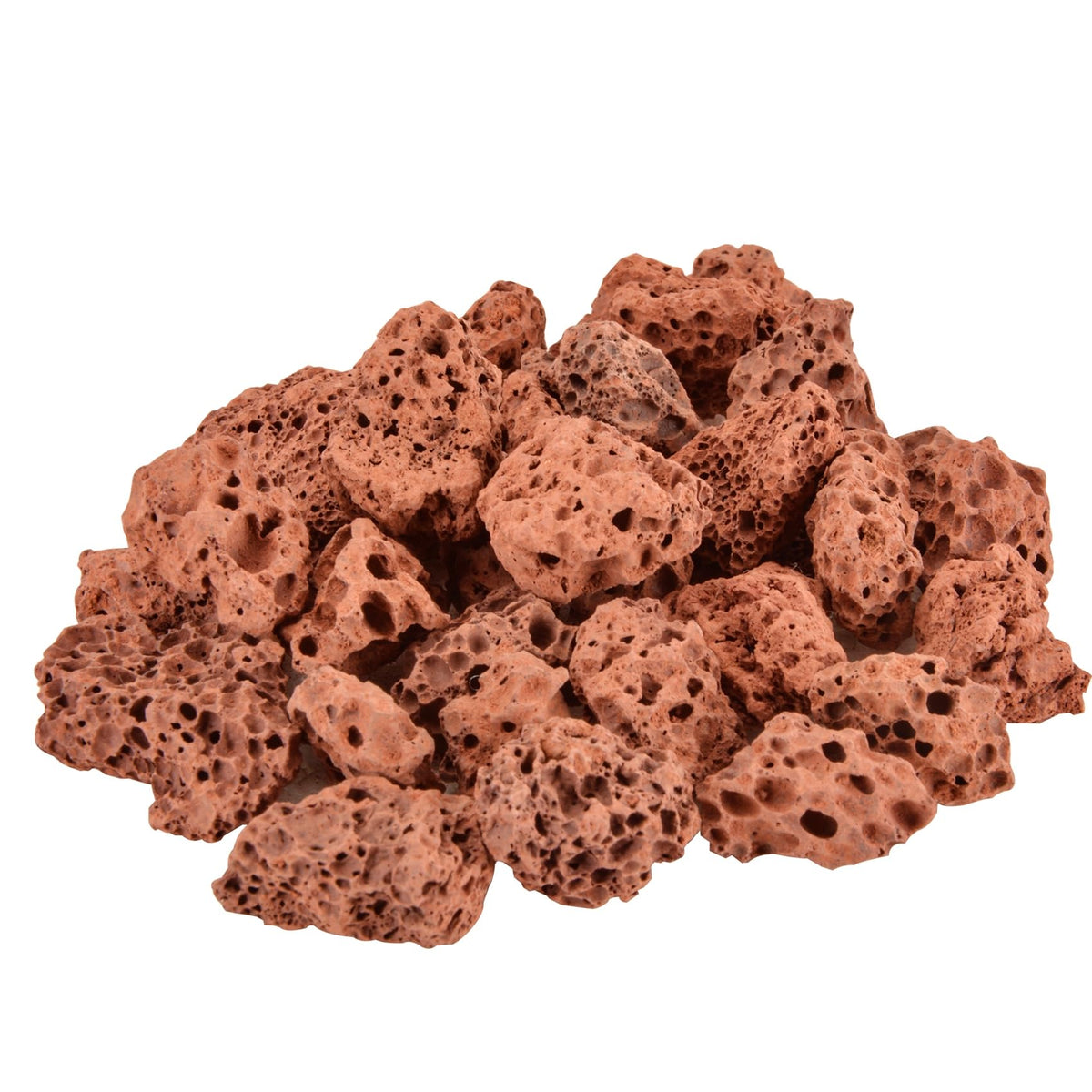 Mr. Fireglass red lava rock 0.3-0.6 inch for fire pits and fireplaces, heat resistant decor.