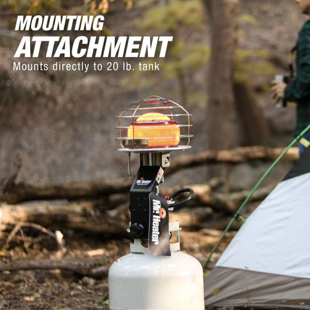 Tip-over safety shut-off enhances outdoor heating safety.