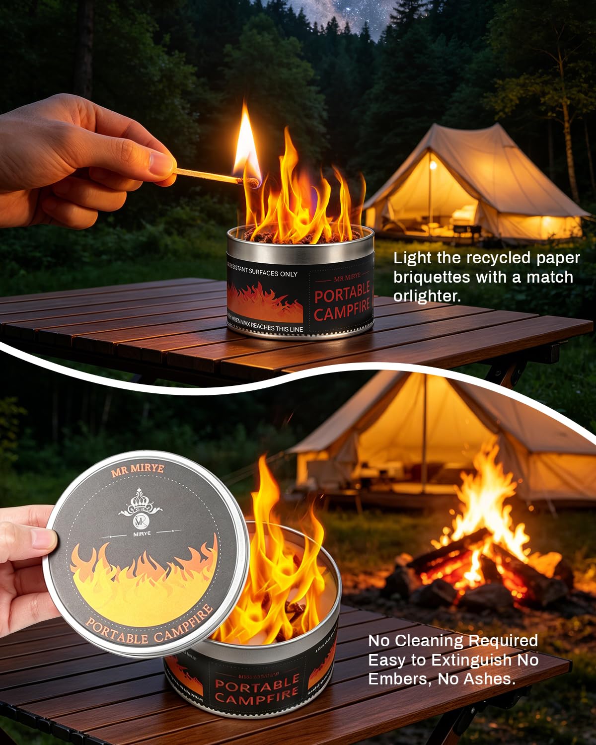 MR MIRYE no-embers design delivers safer, mess-free flames.