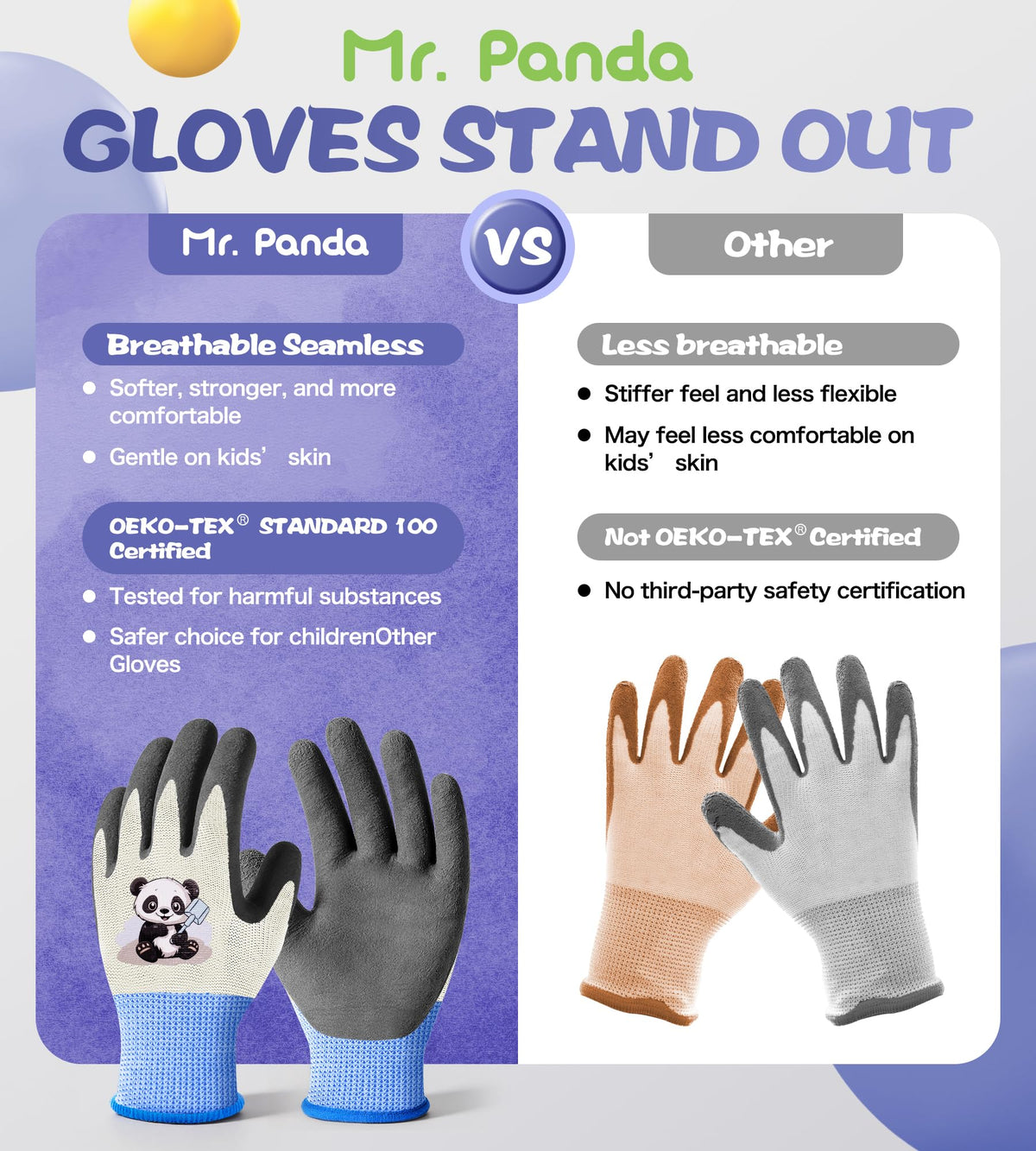 Mr. Panda durable-non-slip-grip gloves maintain grip in wet conditions