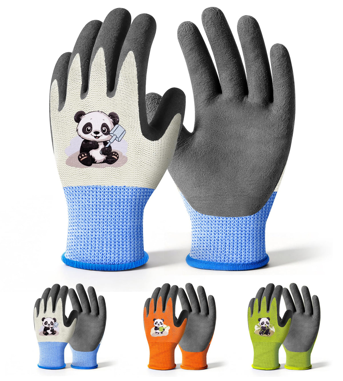 Mr. Panda panda-patterns gloves protect little hands during gardening