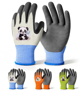 Mr. Panda panda-patterns gloves protect little hands during gardening