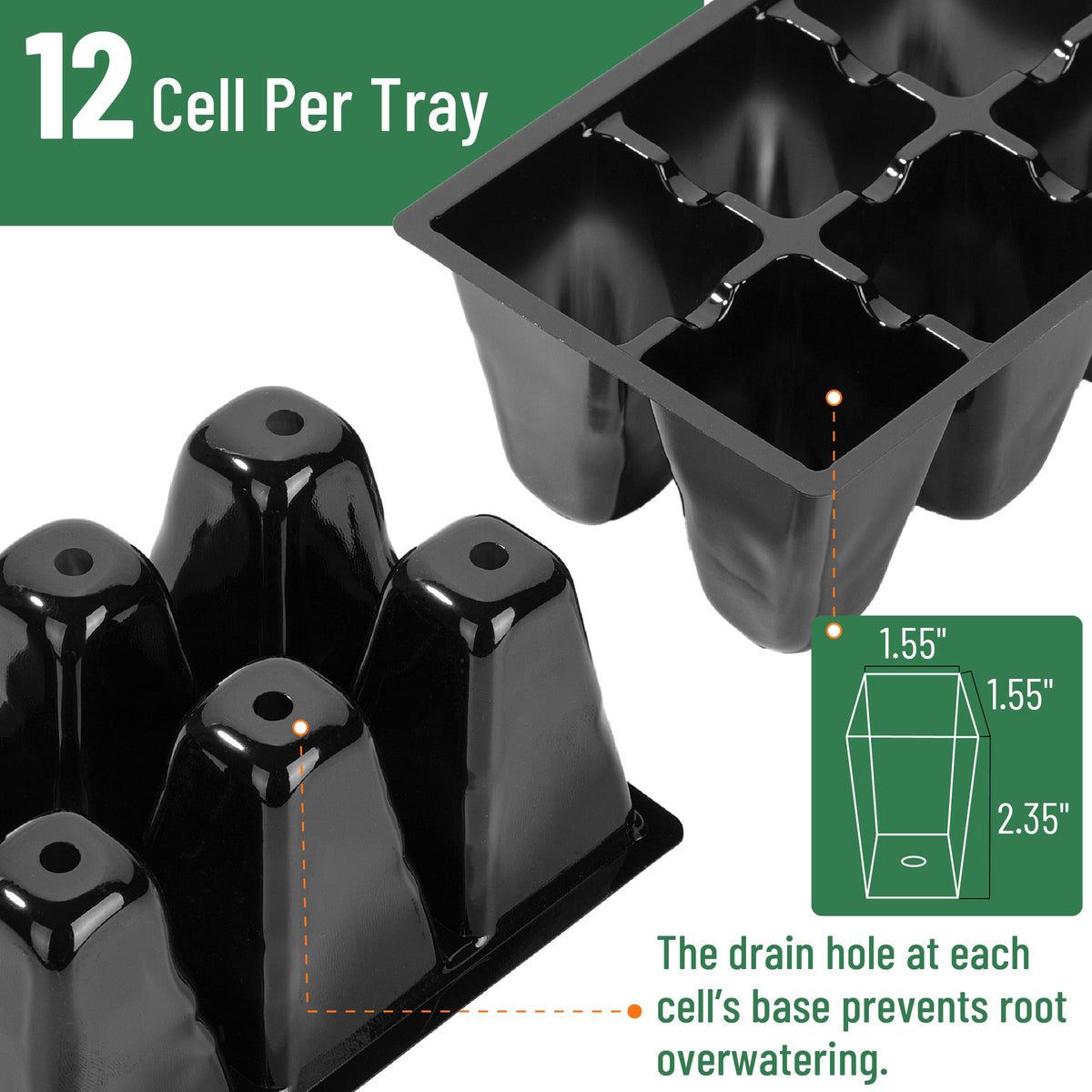 Mr. Pen seed tray cells with drain holes to prevent overwatering