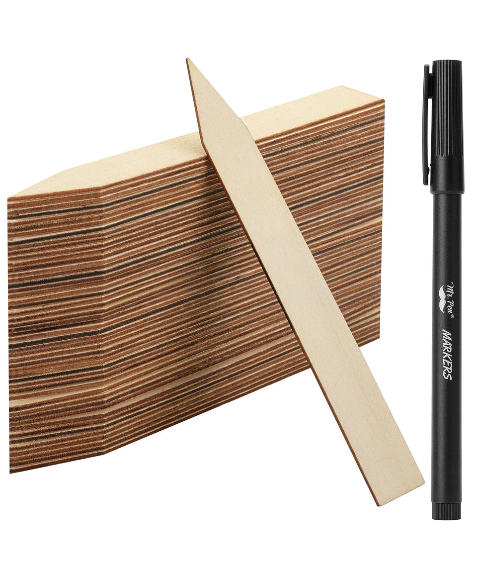 Mr. Pen wood plant labels set of 100 for clear garden organization.