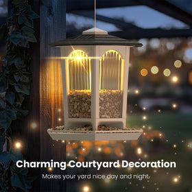 MrCrafts Nature LED lights twinkling at dusk attracting cardinals