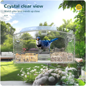 Mrcrafts window bird feeder provides crystal-clear viewing for observing birds without disturbance