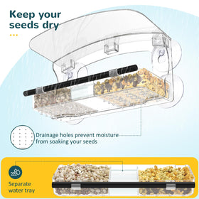 Mrcrafts window bird feeder offers multiple perches and feeding ports for easy access from different angles