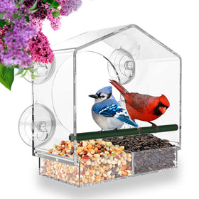Mrcrafts Window Bird Feeder with strong suction cups for secure outdoor anchoring.