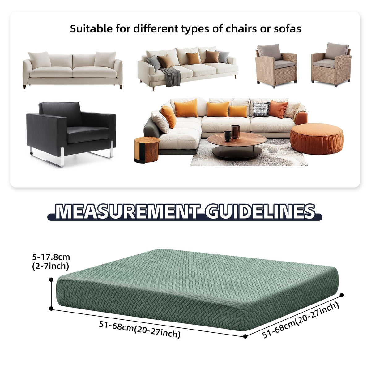 MRGSDL Matcha Green cushion cover edge shows secure wrap and durability