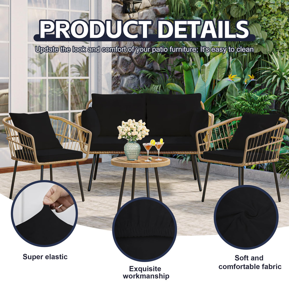 MRGSDL stretch cushion cover edge showing elastic fit.