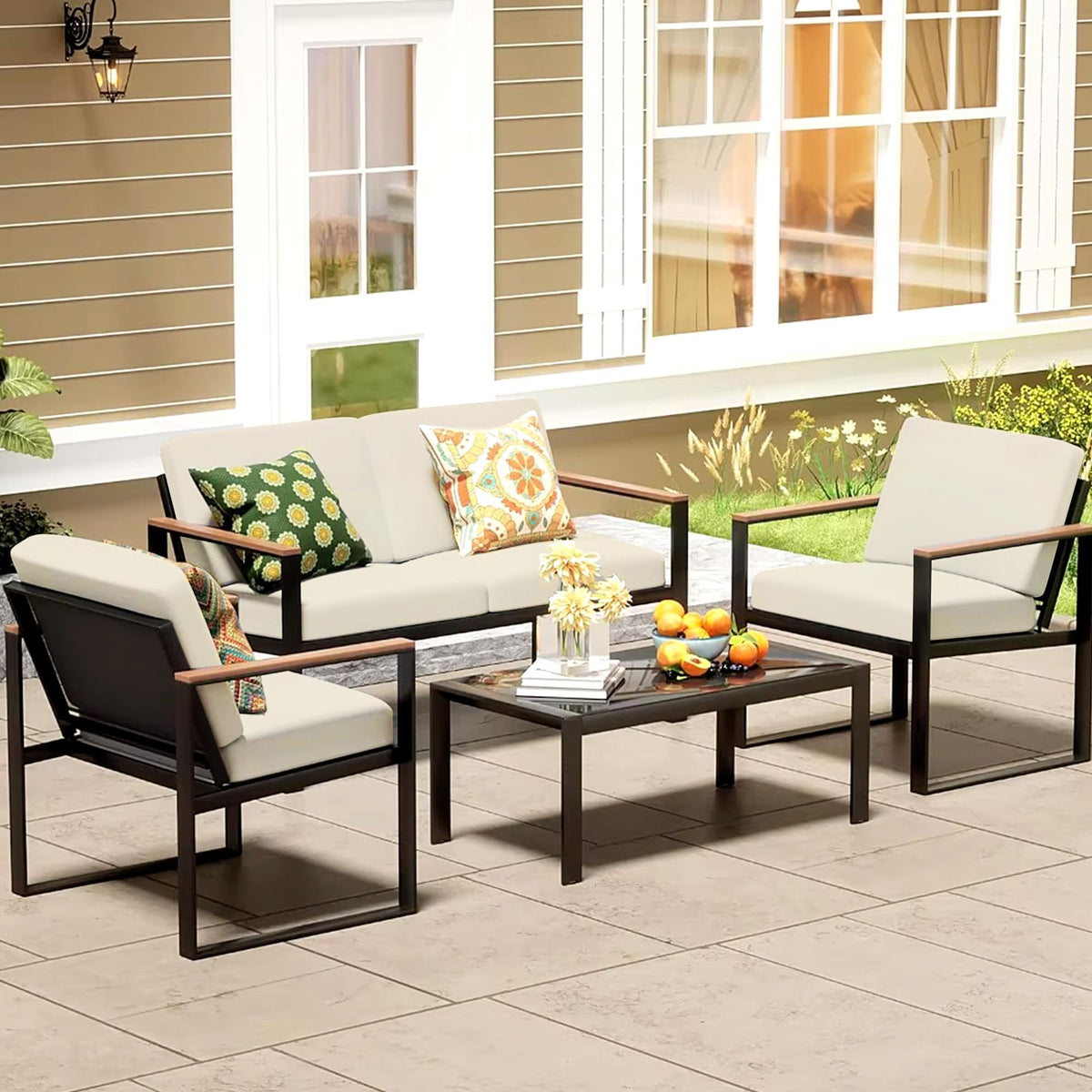 MRGSDL 8-piece patio cushion cover set refreshes outdoor furniture easily.