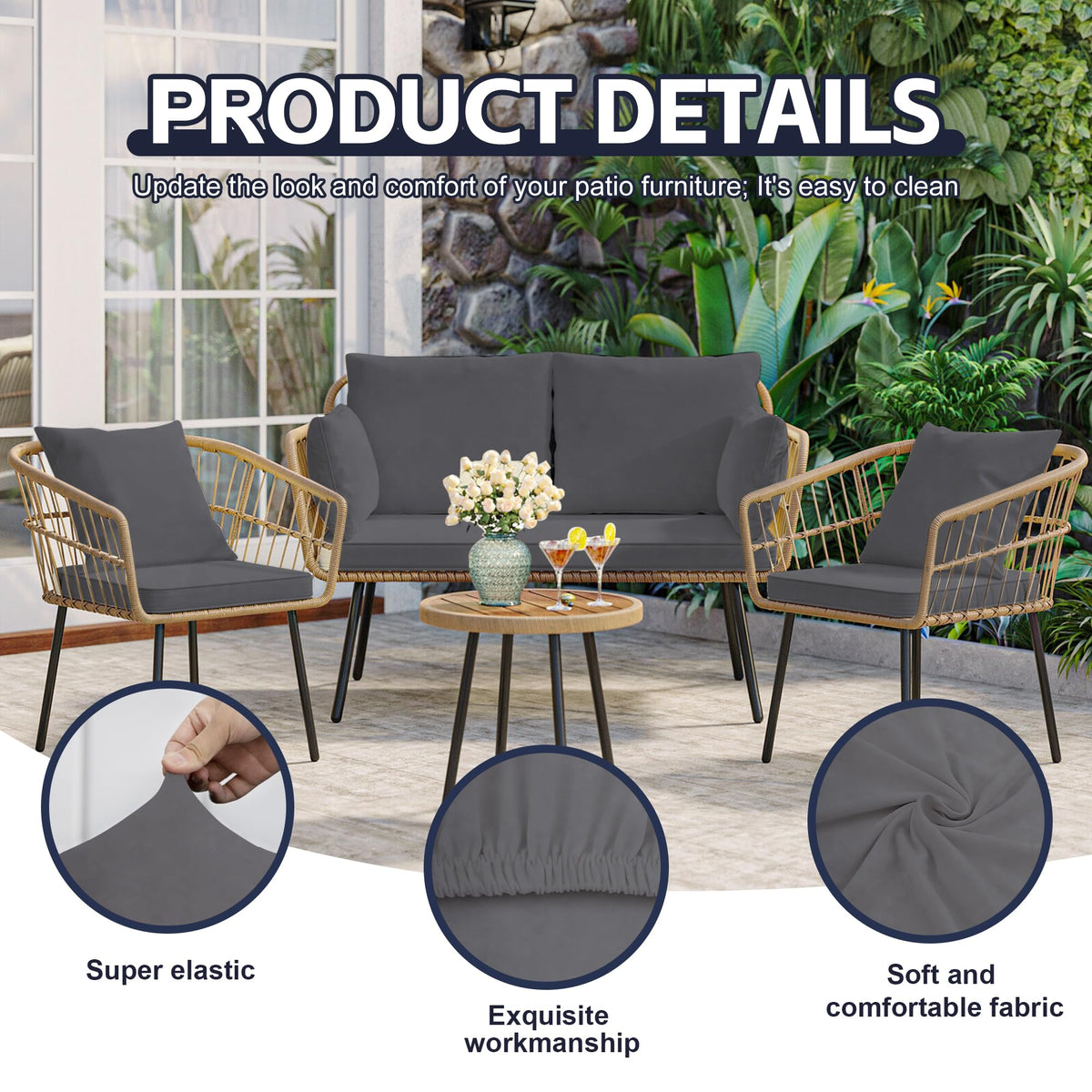 MRGSDL grey cushion covers, dimension-friendly design for 20-27 inch cushions.