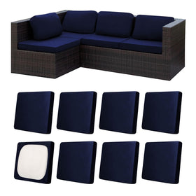 MRGSDL navy blue stretch cushion covers protecting outdoor furniture