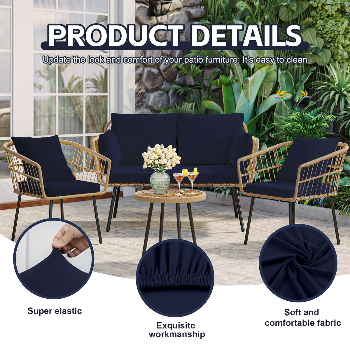 MRGSDL navy blue cushion covers machine washable for easy care