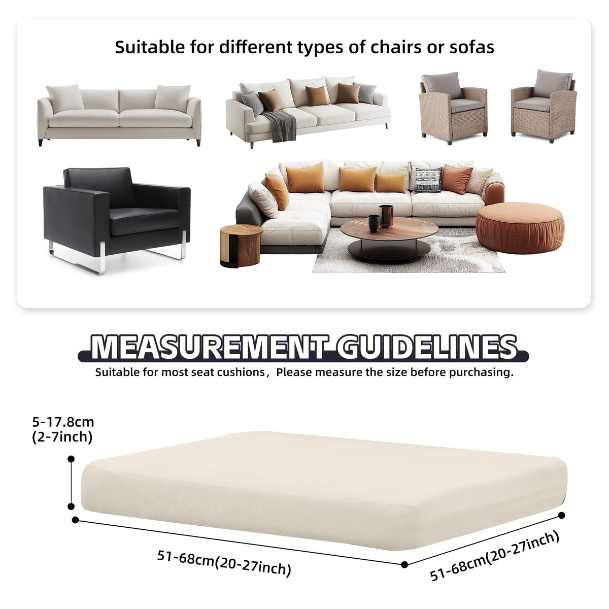 MRGSDL outdoor cushion cover fits 20-27 inch cushions for versatile seating.