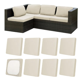 MRGSDL outdoor cushion cover beige fabric close-up showing durable stretch material for a snug fit.
