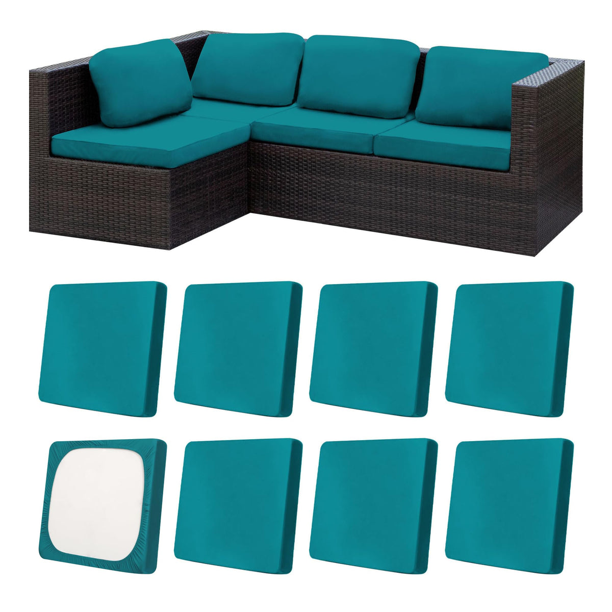 MRGSDL patio cushion cover in peacock blue protects outdoor furniture while staying soft