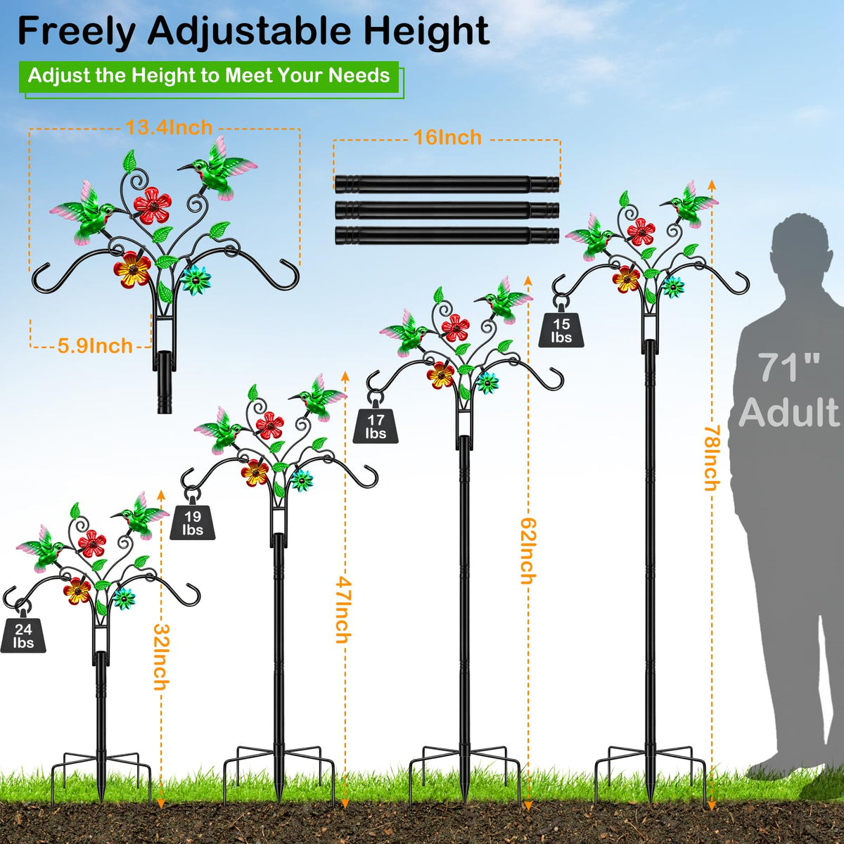 MRHEPHAESTUS base-5-prongs-stability keeps outdoor hanging secure against wind.