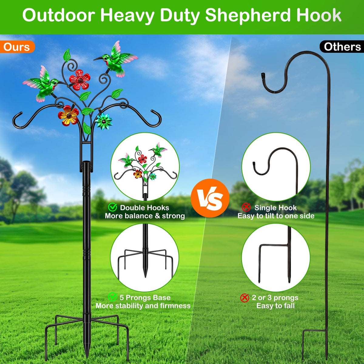 MRHEPHAESTUS bird-feeder-pole-outdoor-hanger offers reliable hanging for gardens.