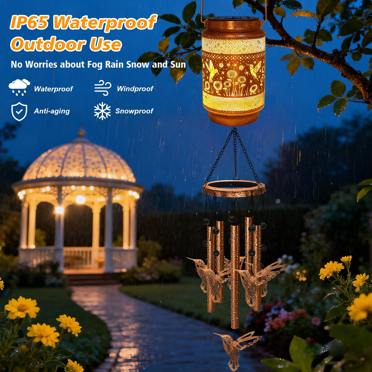 MRHEPHAESTUS outdoor wind chime with waterproof, rustproof durability.