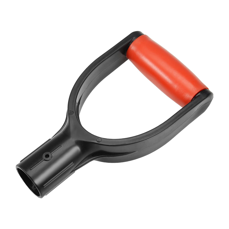 MroMax shovel D grip handle front view, improves digging comfort.