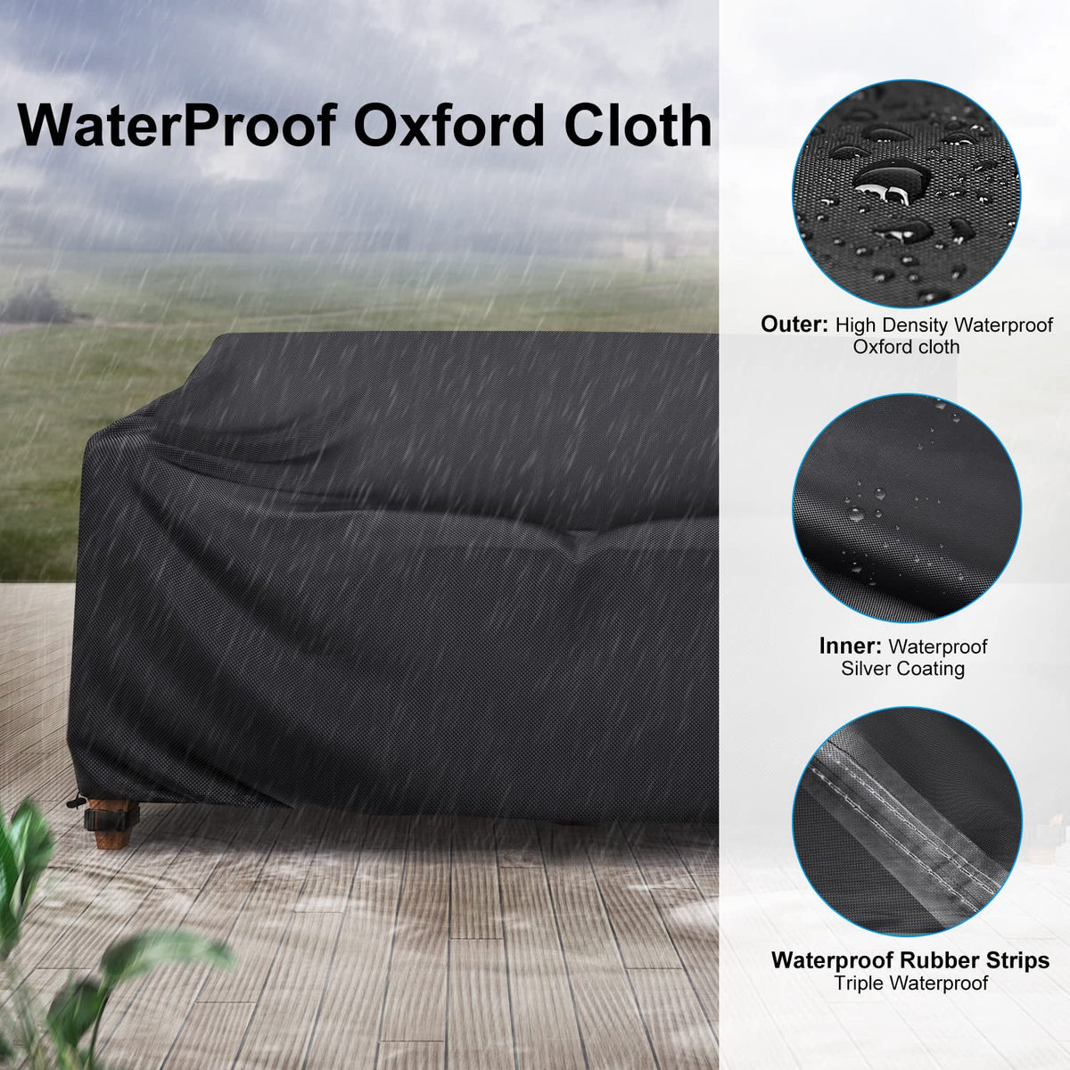 Mrrihand heavy-duty patio sofa cover air vent detail promoting air circulation.