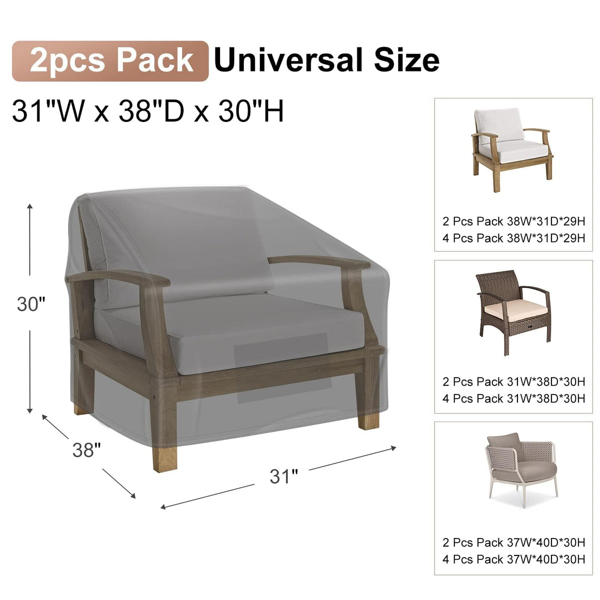 Mrrihand lounge deep seat cover demonstrates easy installation on a chair.