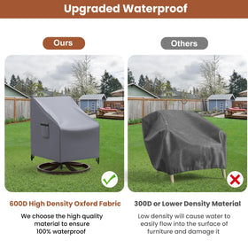 Mrrihand weather protection shields chairs from rain, snow, and sun for outdoor use.