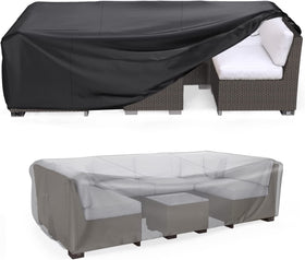 Mrrihand patio cover front view showing universal fit for 98x78x30 inch sets