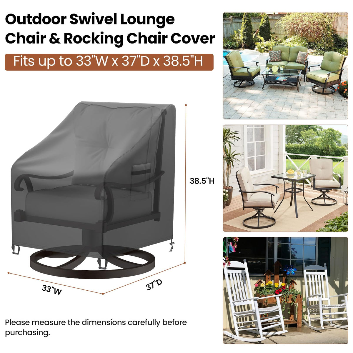 Mrrihand rocker chair cover heavy-duty Oxford fabric shields wind and moisture