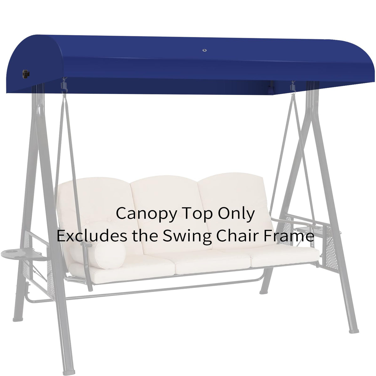 Mrsenloi blue canopy replacement, GT porch swing, front view, improves outdoor comfort
