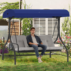 Mrsenloi blue canopy provides weather protection for GT porch swing