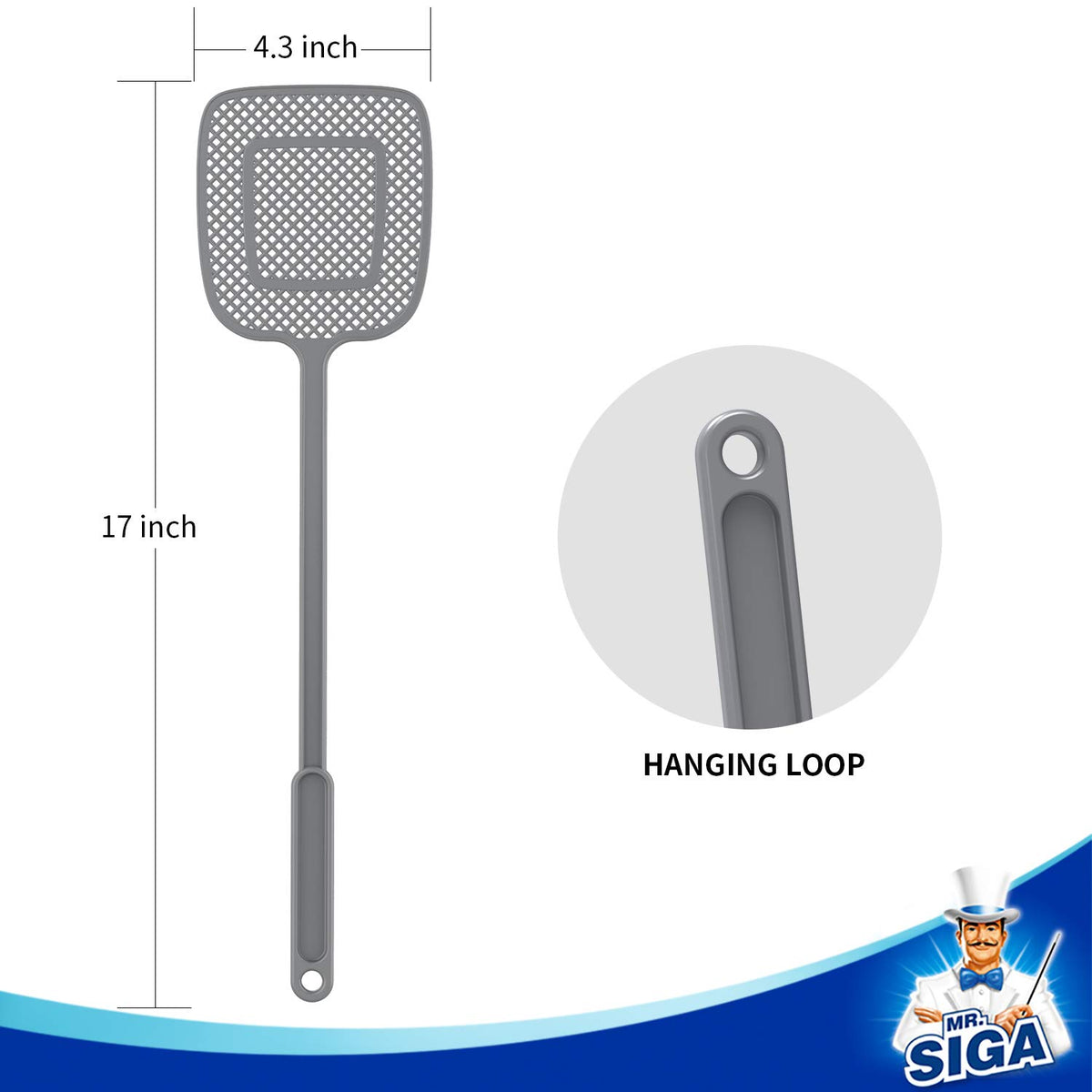 MR.SIGA 17-inch handle extends reach for distant pests.