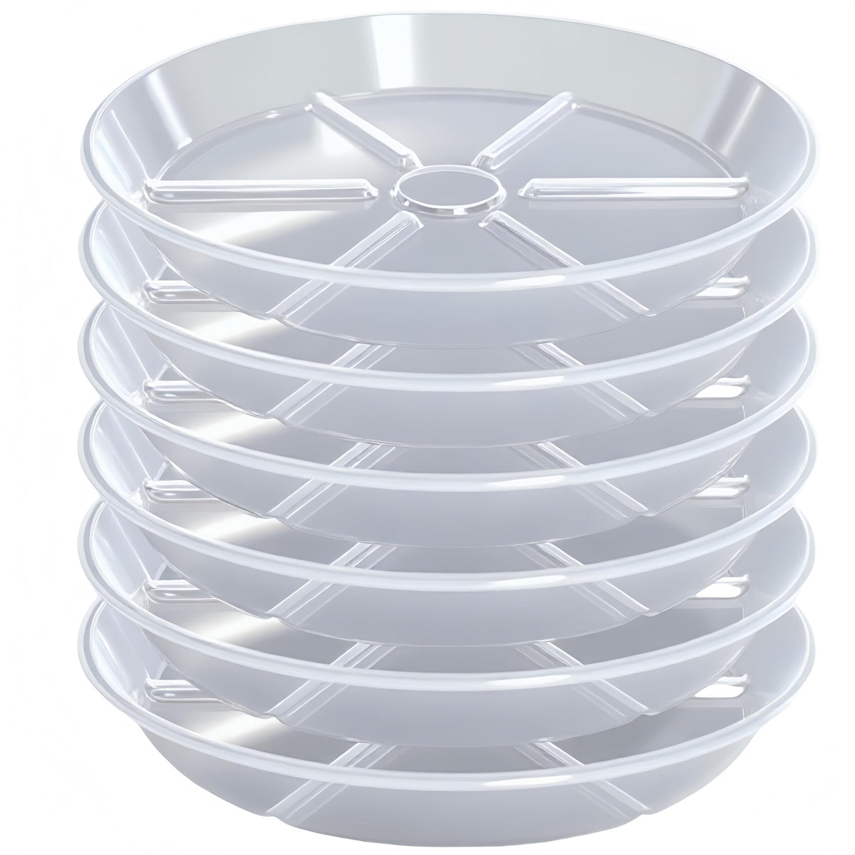 MSKIAUO 8-inch clear plant saucer top view showing drainage-friendly design