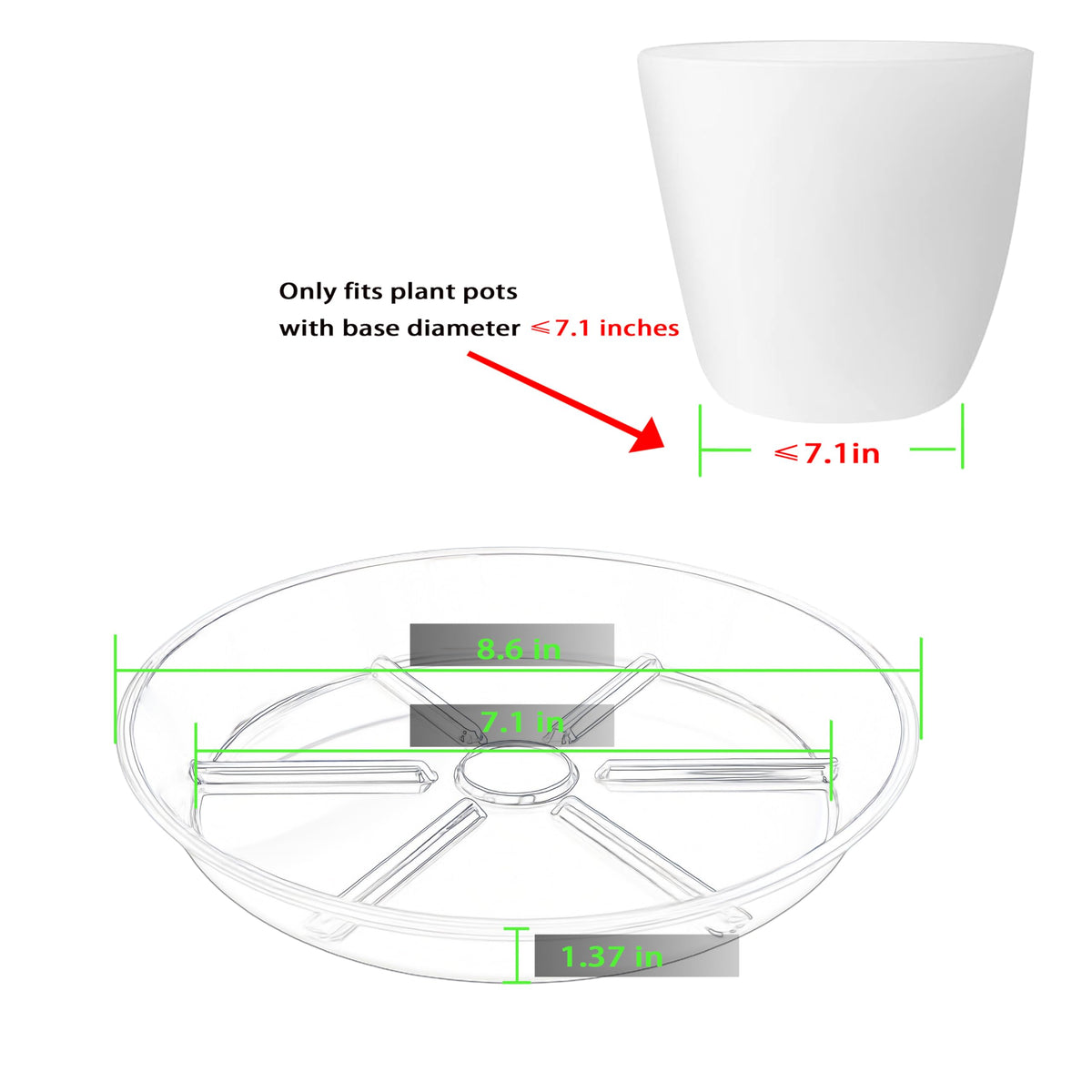 MSKIAUO sturdy round plastic plant tray beneath a pot