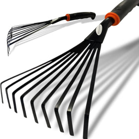 Msstoodun garden hand rake with steel tines for efficient leaf collection.