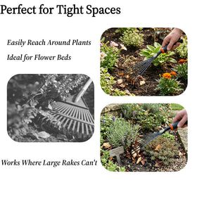 Msstoodun rake designed for hard to reach areas around plants.