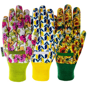 MSUPSAV 3 Paris garden gloves pack with floral pattern, protects hands during planting tasks.
