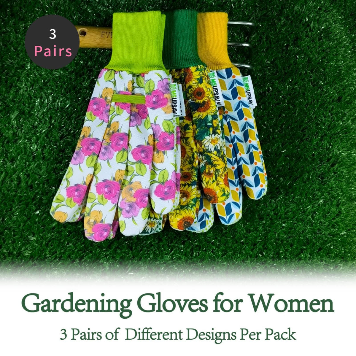 MSUPSAV colorful garden gloves set offers visible color options for organization.