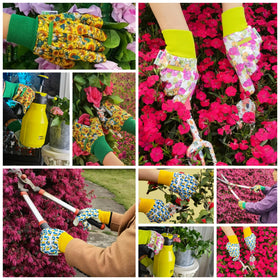MSUPSAV floral-pattern canvas gloves add style while protecting hands.