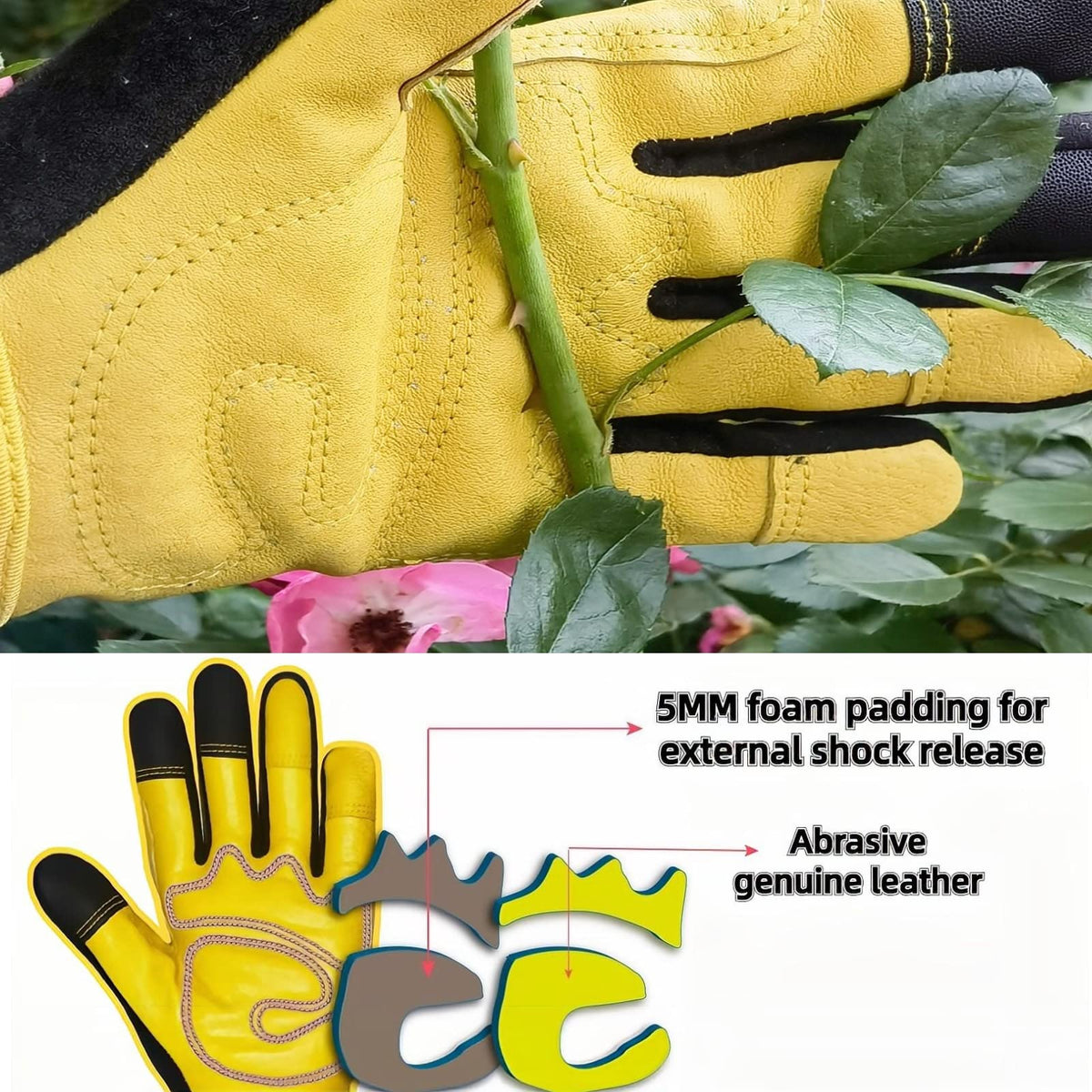 MSUPSAV garden gloves with canvas floral pattern for stylish protection.