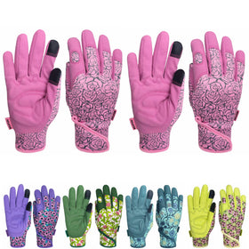 MSUPSAV garden gloves front view in pink, comfortable fit for gardening.