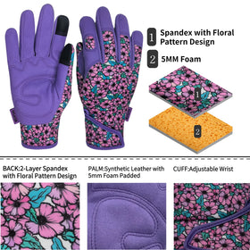 MSUPSAV Gardening Gloves palm leather padding enhances comfort and grip