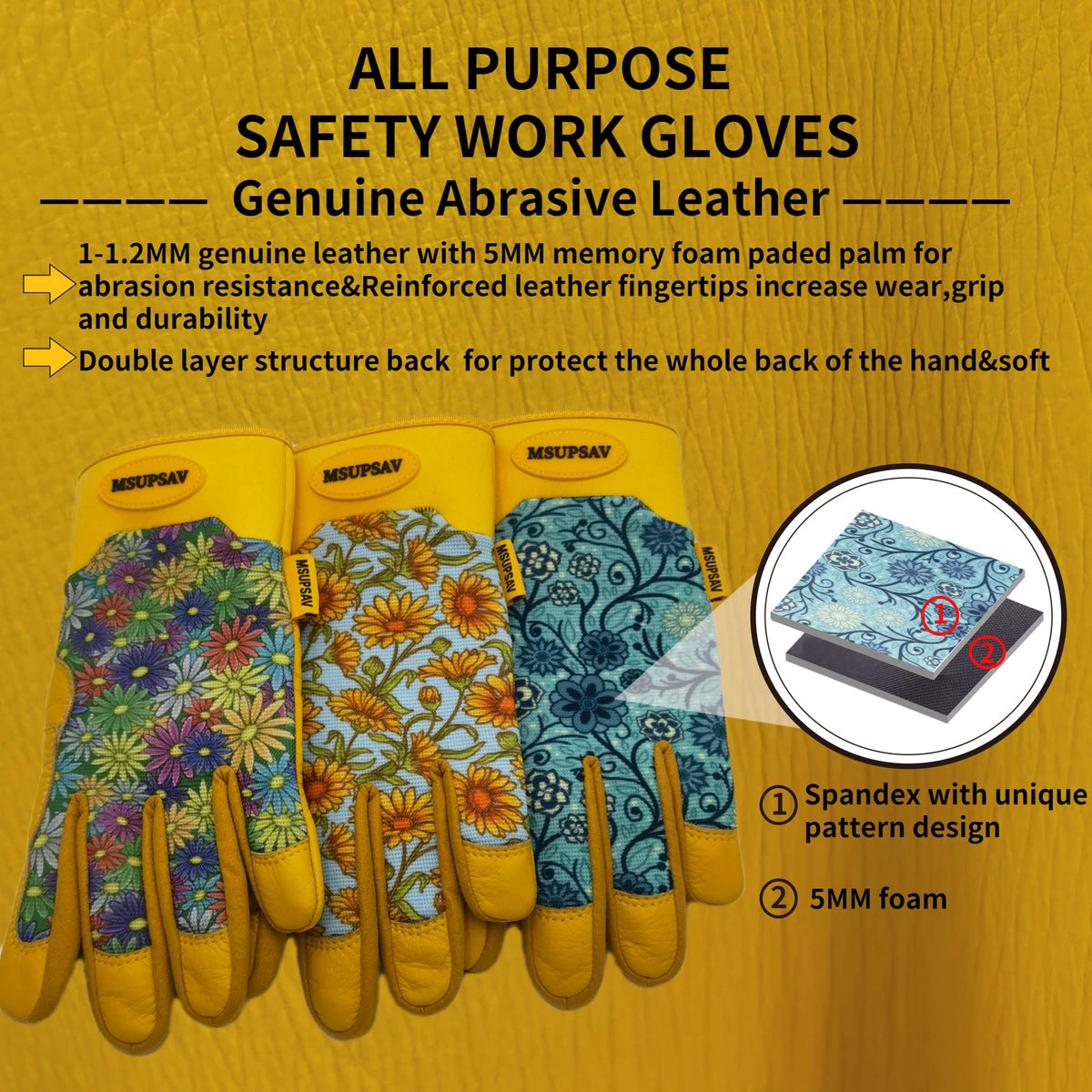 MSUPSAV leather palm with foam padding boosts durability during pruning and weeding