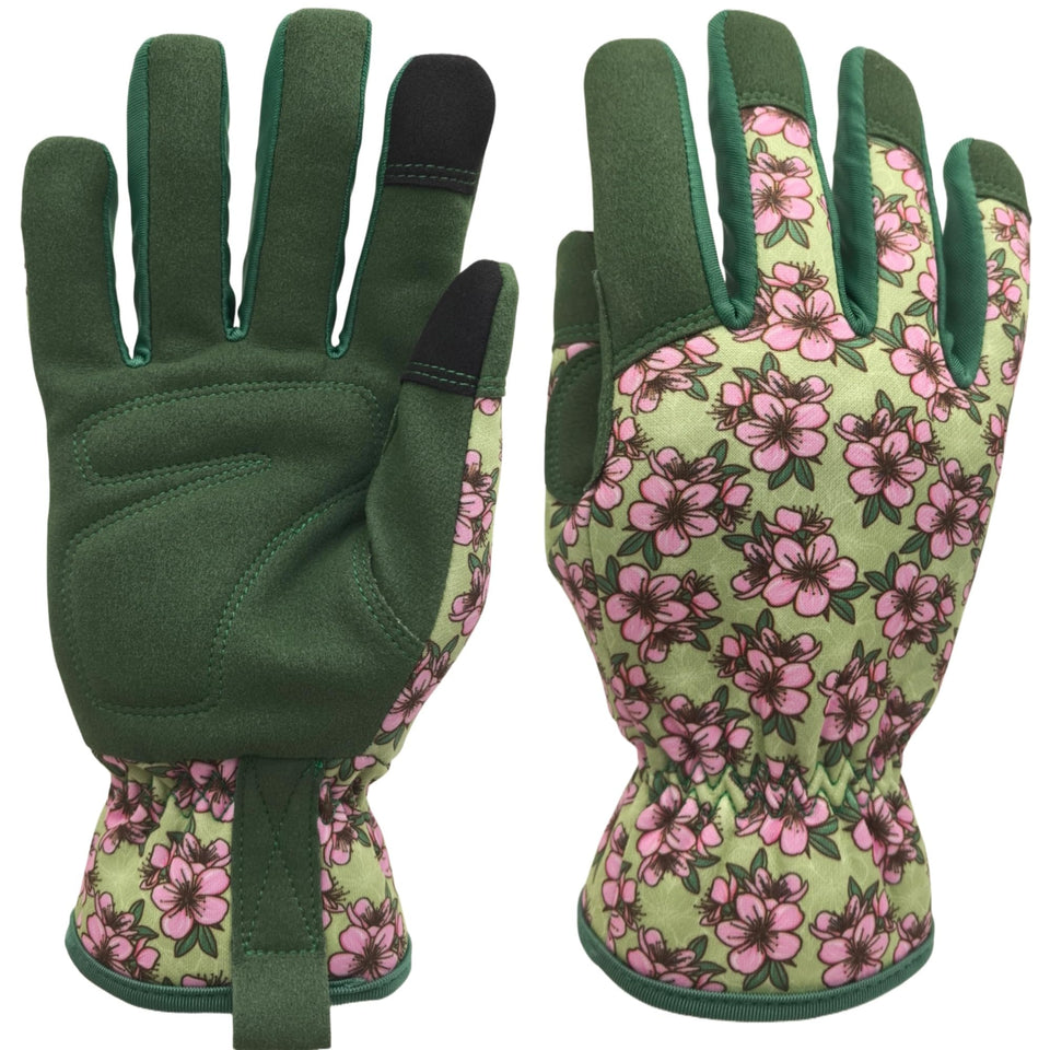 MSUPSAV garden gloves back view showing flexible spandex for comfortable wear