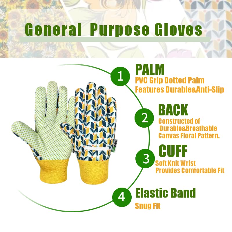 MSUPSAV women's cotton garden gloves with back floral design for comfortable wear.