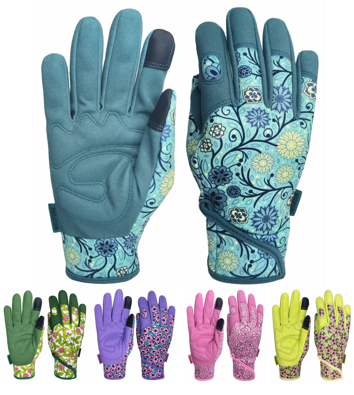 MSUPSAV women's gardening gloves back panel stretchable fabric for flexible movement.