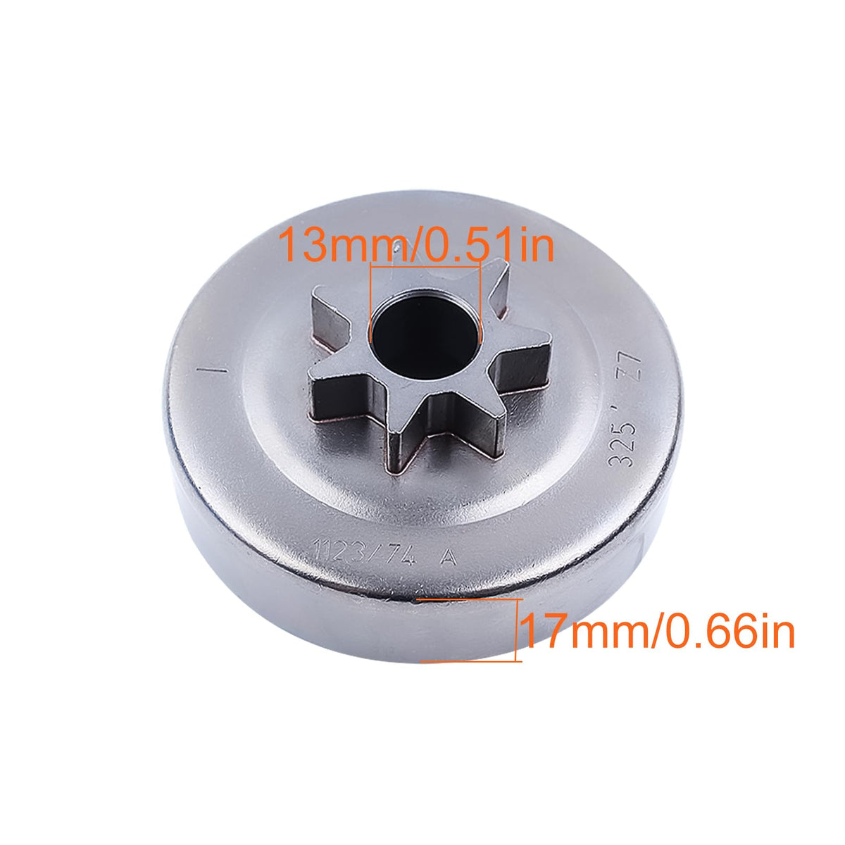 MtAnlo 0.325-inch sprocket cover highlights easy inspection during service.